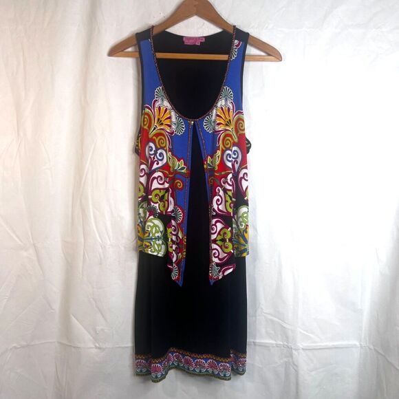 Joyous & Free Dress Sleeveless Beaded Patterned Attached Vest Size Medium - Picture 11 of 11
